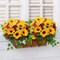 Artificial Sunflower & Mixed Silk Flower Bouquets – Faux Sunflowers, Daisies & Poppies, Cemetery, Home, Porch, and Office Decoration (4 Bundles)